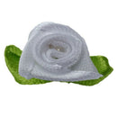 100pcs Mini Satin Ribbon Rose Flower Leaf Wedding Decor Appliques Sewing DI L3Q8