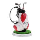 Desktop Golf Bag Pen Holder with Clock & Lawn Base & 3 Golf Club Pens Decor