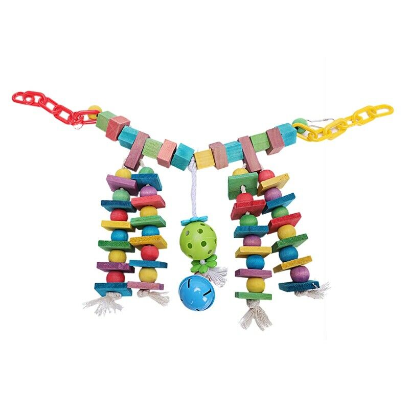 1X(Bird Parrot Toys Play Set For Bird Cage, Colorful Chewing Hanging Swing