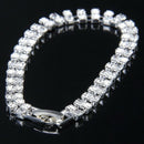 Women's Wedding Bridal 2-Row Clear Rhinestone Bangle Bracelet M7D5