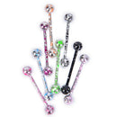 8x/Set Mix Colorful Stainless Steel Ball Tongue Bar Ring Body Piercing JewelryOZ