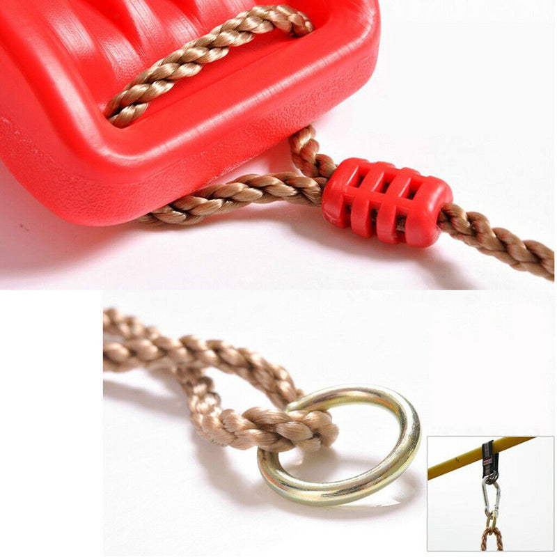 Outdoor Swing Set Seat With Rope Red