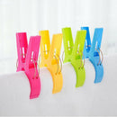Pack of 4 Large Bright Colour Plastic Beach Towel Pegs Clips to Sunbed