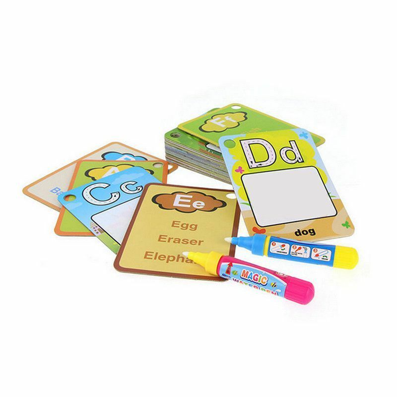 English Learning Card Magic Water Drawing Card with 2 Magic Pens Letter Card  Q5