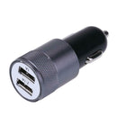 Metal Dual USB 2.1A Car Cigarette Lighter Adapter Charger(Gray+Black) A