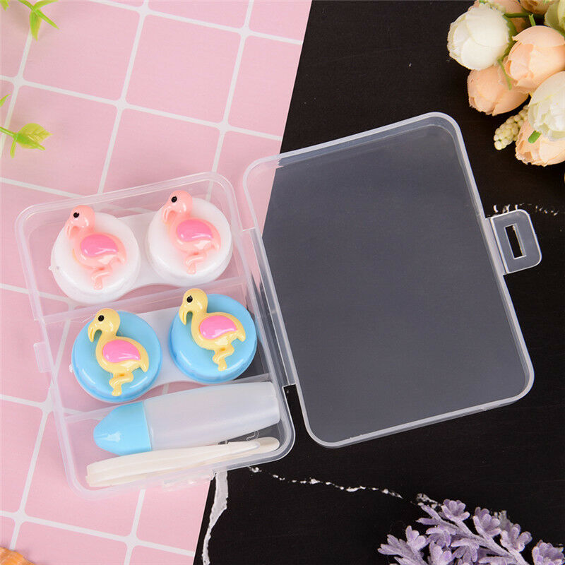 2pc/set Cartoon portable plastic contact lens case contact lenses box containeJR