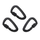 3x 12KN/5KN Screw Lock Carabiner D-Ring Durable Light for Camping Hiking