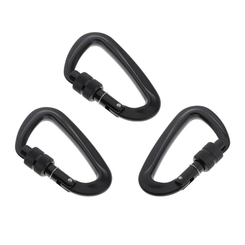 3x 12KN/5KN Screw Lock Carabiner D-Ring Durable Light for Camping Hiking