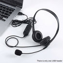 Wired USB Headset Noise Cancelling With Microphone Call Center Audio Controls