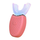 Automatic Electric Toothbrush U-Type Teeth Whitening Silicone Brush Set Pink