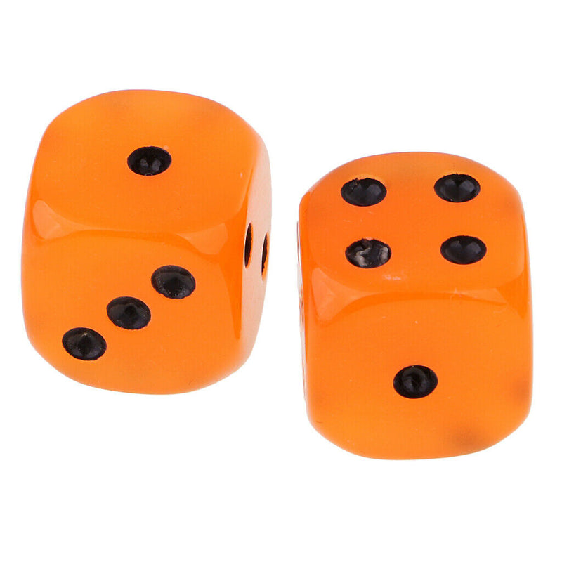 Orange Acrylic D6 Noctilucence Dices 6-Sided Point Spot Game Dice 25pcs/Pack