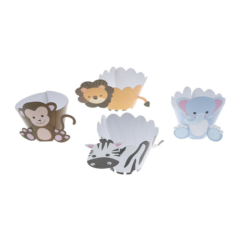 12pcs lion monkey zebra elephant wild animals cupcake wrappers party supplies Gw