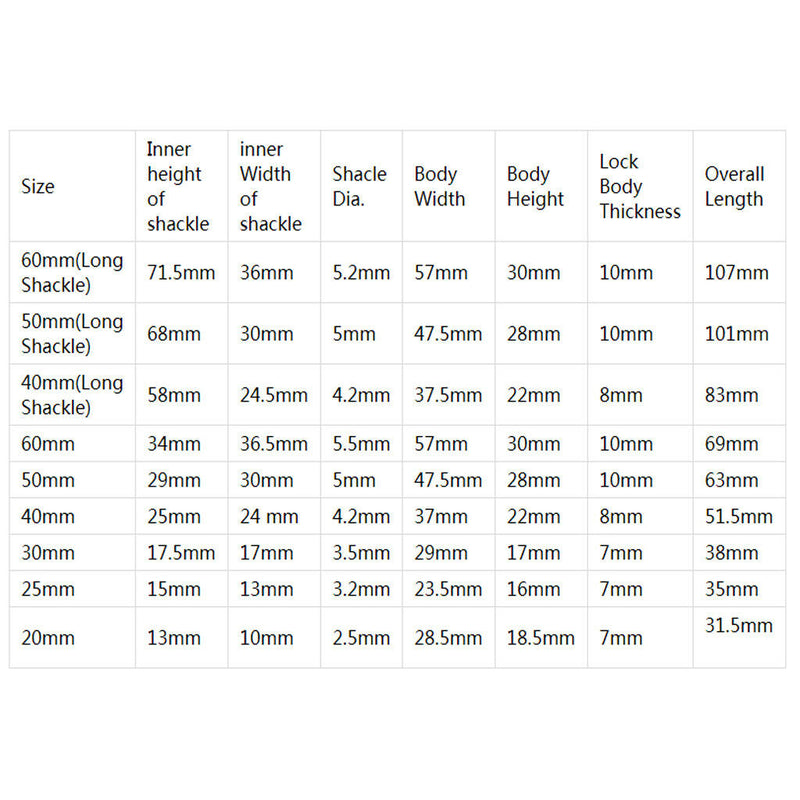 Brass Padlock Locker Long Shackle Suitcase Toolbox w/ Key 40mm