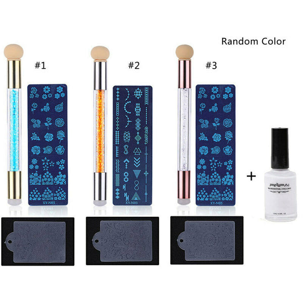 Fashion Nail Printing Art Template Pen Set Tool Anti-Overflow Glue