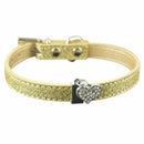 Bling Rhinestone Crystal Leather Pet Collars Adjustable Cat Collar with Hea Y2V8