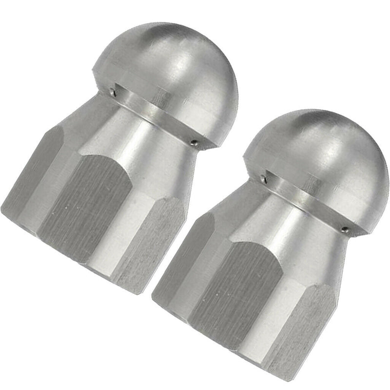 2Pcs 4000PSI Stainless Steel Sewer Jetter Nozzle, 3/8 inch Quick Connector,