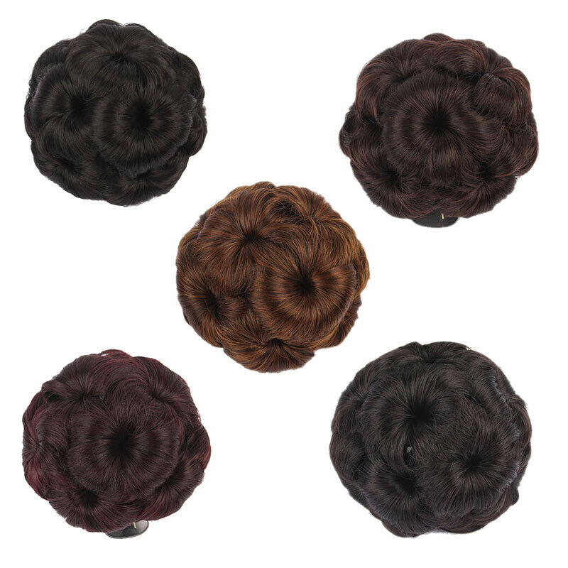 Hair Women Curly Chignon Hair Bun Donut Clip In Hairpiece Extensions Synthe T4K8