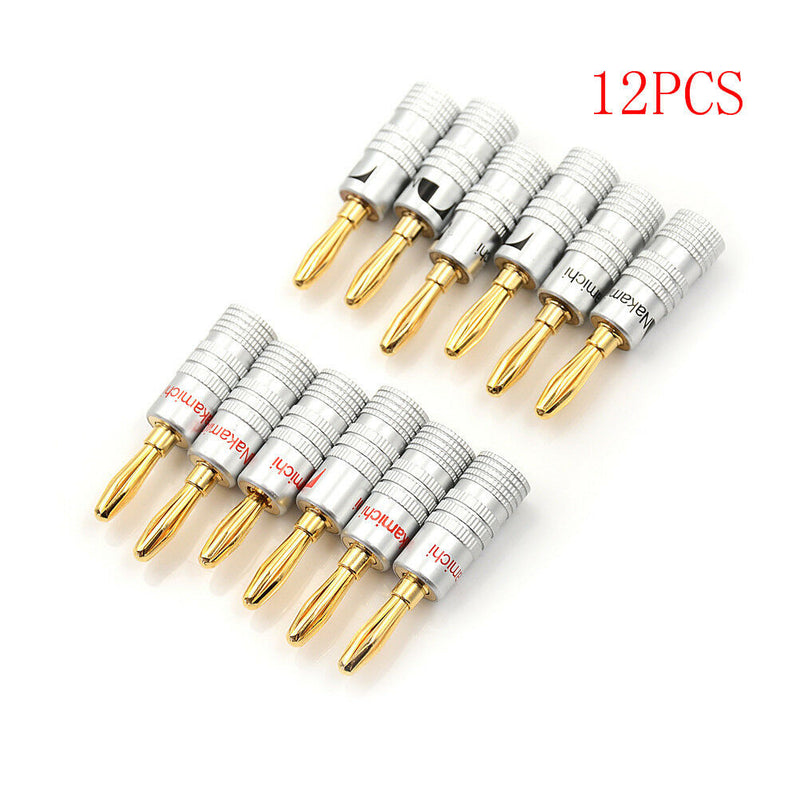 12Pcs Golden Nakamichi Speaker Banana Plug Connector Adapter Connectors OhB Gw