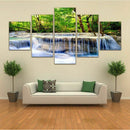 5 Pcs Cavas Artwork Wall Decor - Waterfall in Forest Canvas Prints Painting X2L1