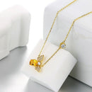 Diamond Bee Necklace Champagne Topaz Zircon Pendant Necklace Jewelry Gift P