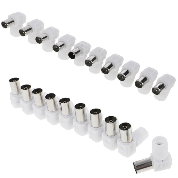 10pcs RF Female Plug+10pcs RF Male Plug Coaxial Connector Adapter for TV