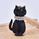 Fashion Crystal Cat Brooch Pin Collar Decoration Badge Corsage Jewelry Gifts J3C