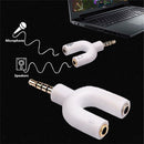 3.5mm Audio Aux Cable Cord Splitter Adapter for Headphone Headset PC White