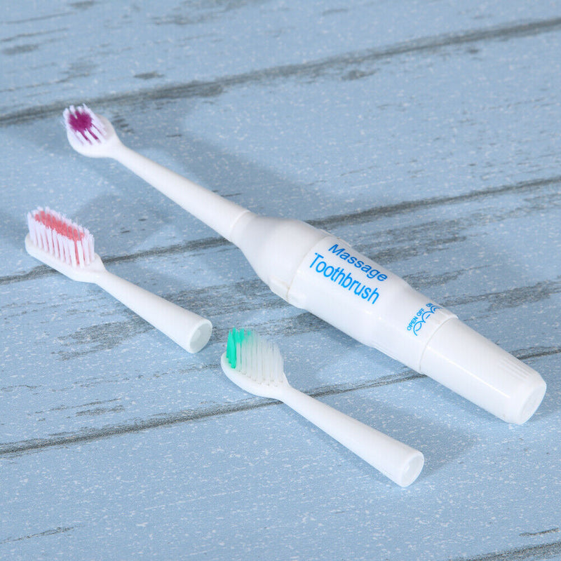 Waterproof Portable Electric Toothbrush AA Battery Brush with 2 Brush Heads