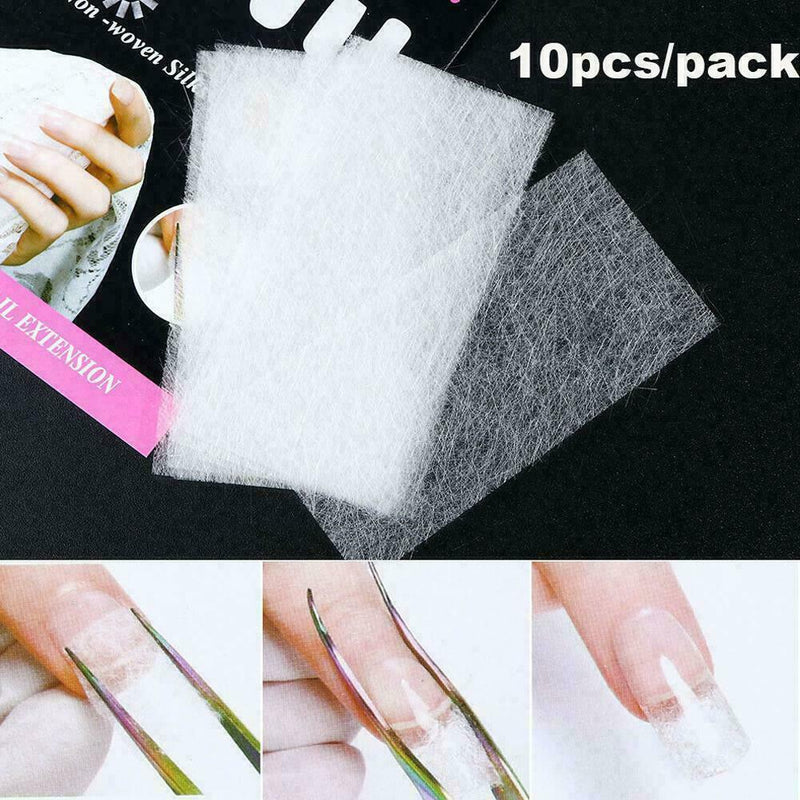 10X Nail Form Fiber Glass Nail Art Fiberglass Non-woven Extension Silk Tips Y3O3