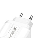 3 Port Charger USB QC3.0 Fast Charging Travel Wall Phone Adapter (White EU)