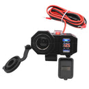 ZH-614A1 Motorcycle USB Charger Cigarette Lighter Socket w/Switch Voltmeter