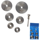 7Pcs Cutting Discs Mandrel HSS Rotary Circular Saw Blades Tool Cutoff - OZ