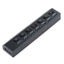USB 3.0 7 Ports Hub Splitter Adapter with ON/OFF Switch for Tablet Laptop