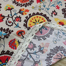 Bohemian Style Rectangle Tablecloth Linen Lace Table Cloth for Dinner Parti