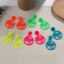 Fashion Simple Hollow Coconut Earrings Simple Fluorescent Earrings Rose Red