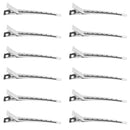 12Pcs Pro Stainless Steel Duck Teeth Hair Clips Clamps Hairdressing Salon Hair