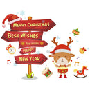 Merry Christmas Window Stickers Deer Signs Removable Adhesive Wall Posters A