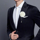 Men's Suit Boutonniere Lapel Pin Flower Brooch (White) U2E9