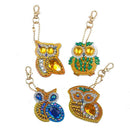 4pcs DIY Full Drills Diamond Painting Special Shape Owl Pendants Key Chains