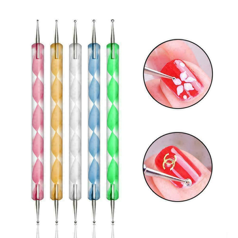 5Pcs Nail Art Dotting Pen Crystal Marbleizing Tool Kit Set Manicure Paintin B5H7