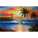DIY Full Round Diamond Painting Seaside Lighthouse Cross Stitch Needlework