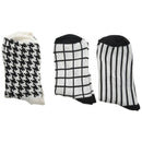Autumn Winter Women Men Unisex Cotton Retro Socks 3 Pairs/lot Black+White E7P8