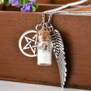 Angel Wing Pentagram Salt Bottle Pendant Supernatural Protection Necklace