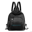 Fashion Women Black PU Leather Backpack Travel Rucksack Handbag Clutch Satche