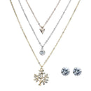Fashion Tree Pendant Rhinestone Chain Necklace Earrings Set Women Jewelry
