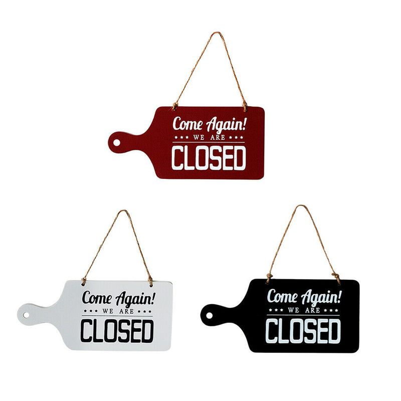 3pcs Open Closed Sign Welcome Wooden Hanging Plaque for Door Window Bar Cafe