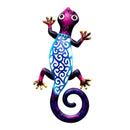 2 Pcs Handpainted Metal Gecko Outdoor Garden Patio Wall Art Lizard Sculptures