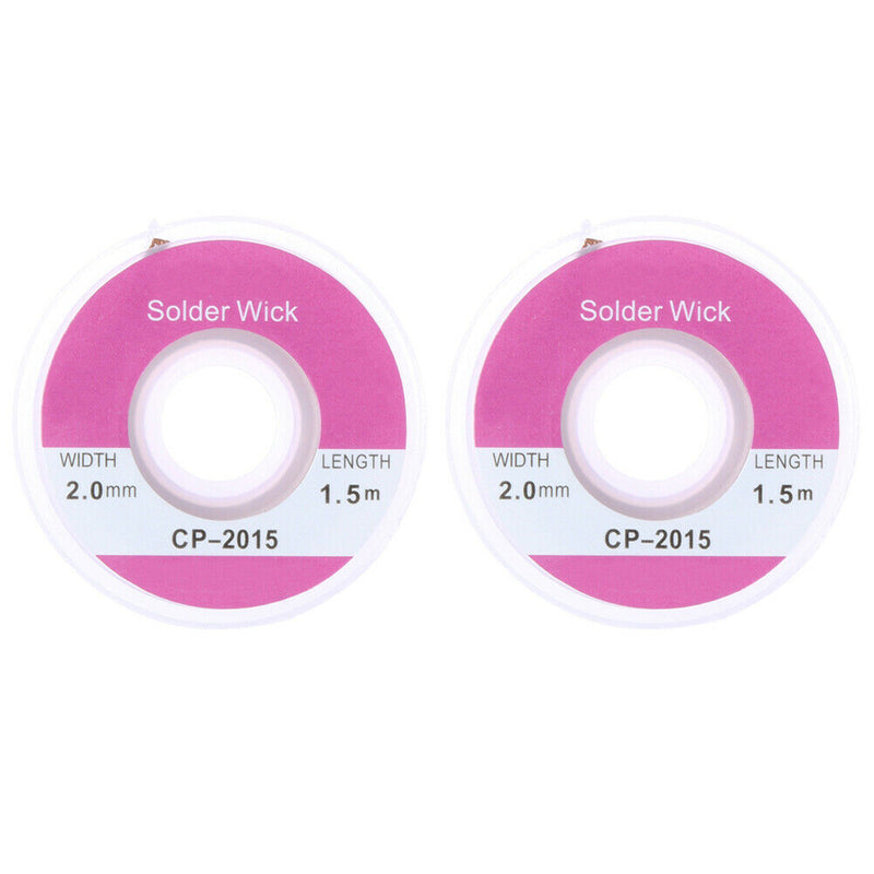 2pcs 5ft 2.0mm Desoldering Braid Solder Remover Sucker Cable Clip Clamp