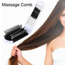 Portable Travel Folding Hair Brush With Mirror Compact Pocket Size Comb-Whi