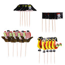 20pcs Cake Toppers Pirate Theme Fruit Picks Insert Card Halloween Party Dec BX